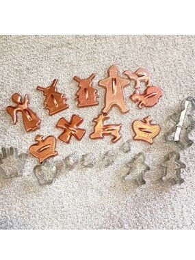 Mixed Copper Silver Metal Christmas Cookie Cutters Leaves Angel Retro Lot of 19